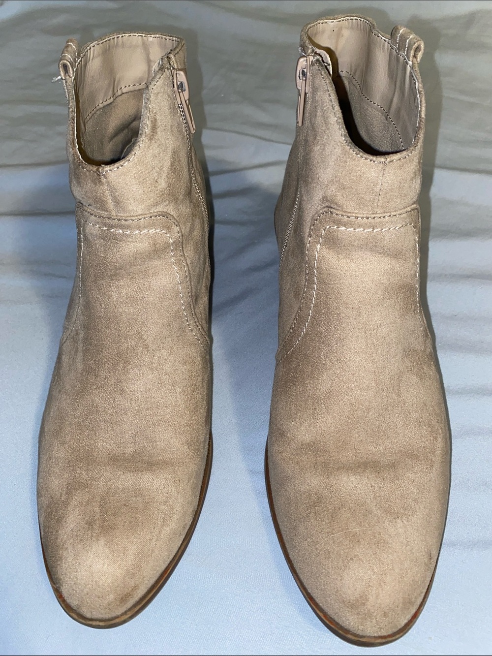 Qupid Taupe Suede Ankle Booties